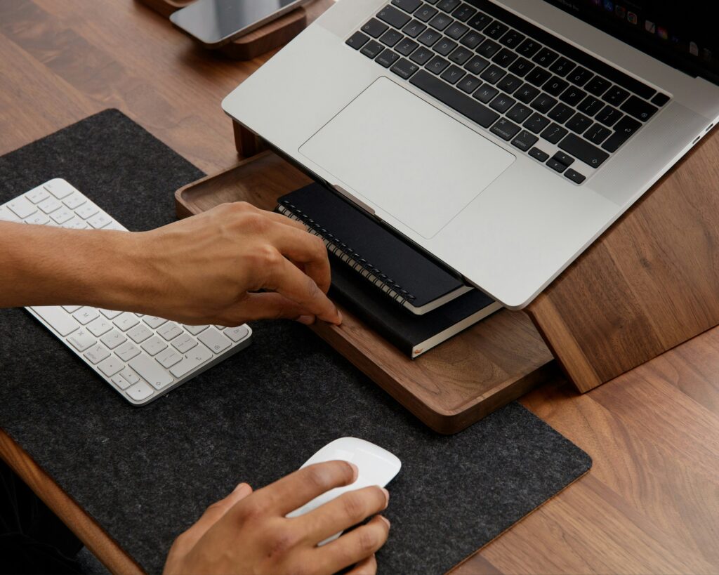 wooden laptop stand